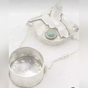 HUMMINGBIRD TURQUOISE BOX PENDANT HANDMADE IN STERLING SILVER METAL